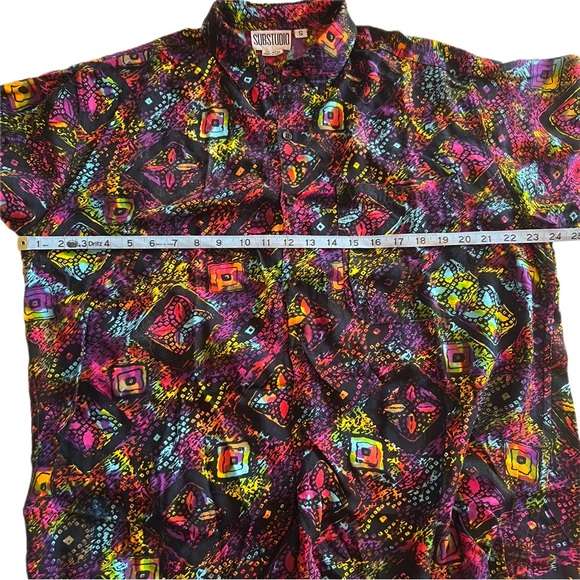 Vintage Substudio Abstract Short Sleeve Button Up Cotton/Rayon shirt L -Tagged S - Picture 8 of 9